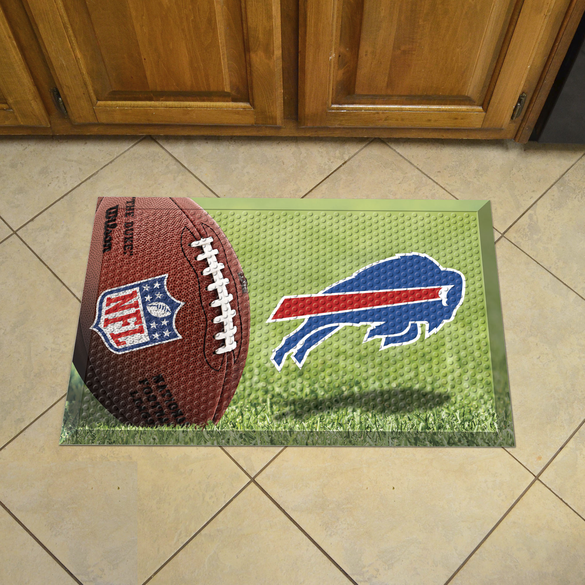 Buffalo Bills Scrapper Doormat - 19 x 30 rubber (Field & Logo: Football Field)