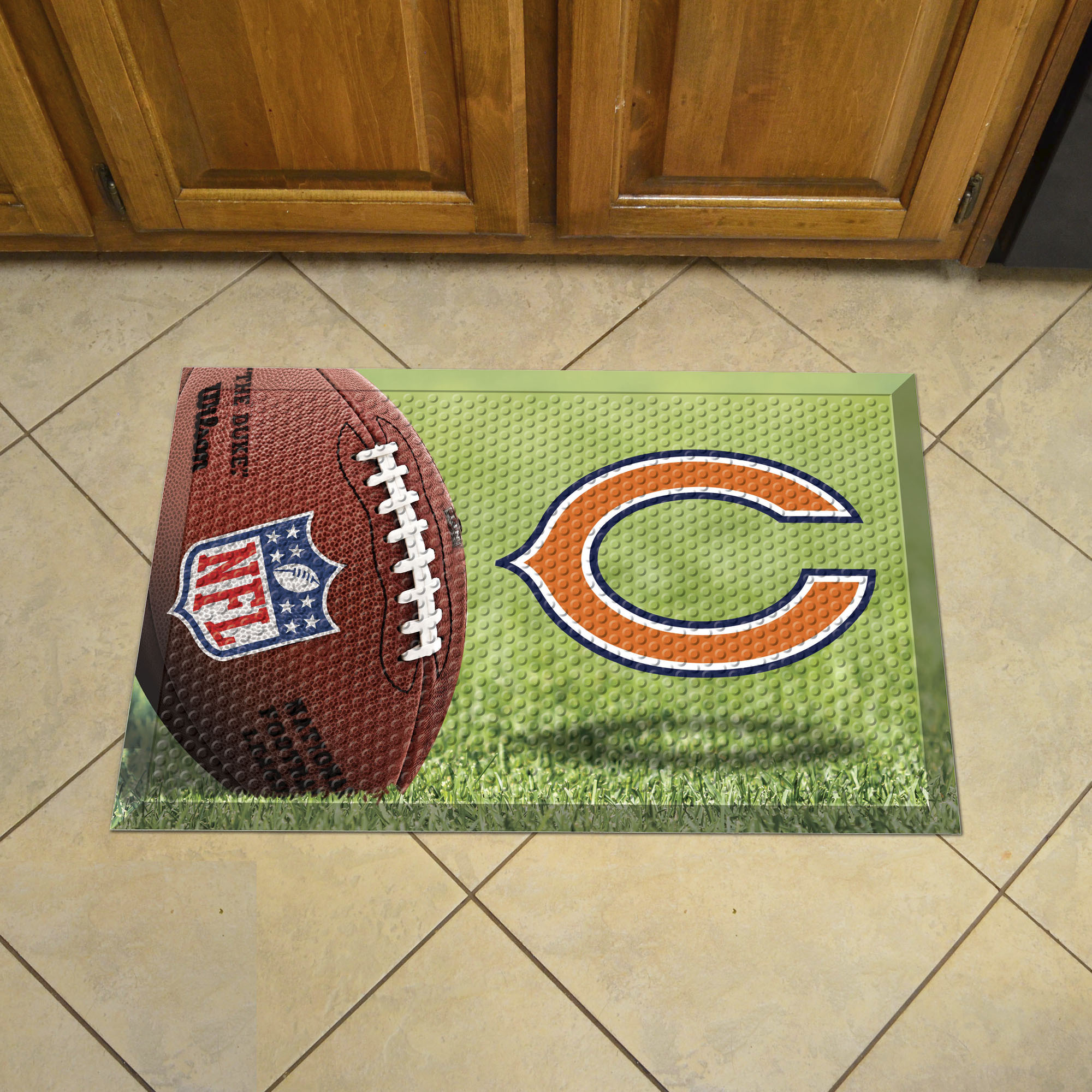 Chicago Bears Scrapper Doormat - 19 x 30 rubber (Field & Logo: Football Field)