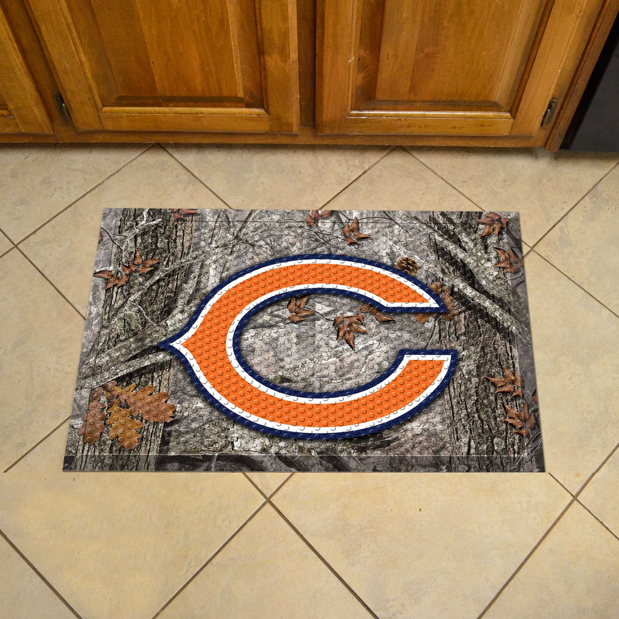 Chicago Bears Scrapper Doormat - 19 x 30 rubber (Field & Logo: Camo & Logo)