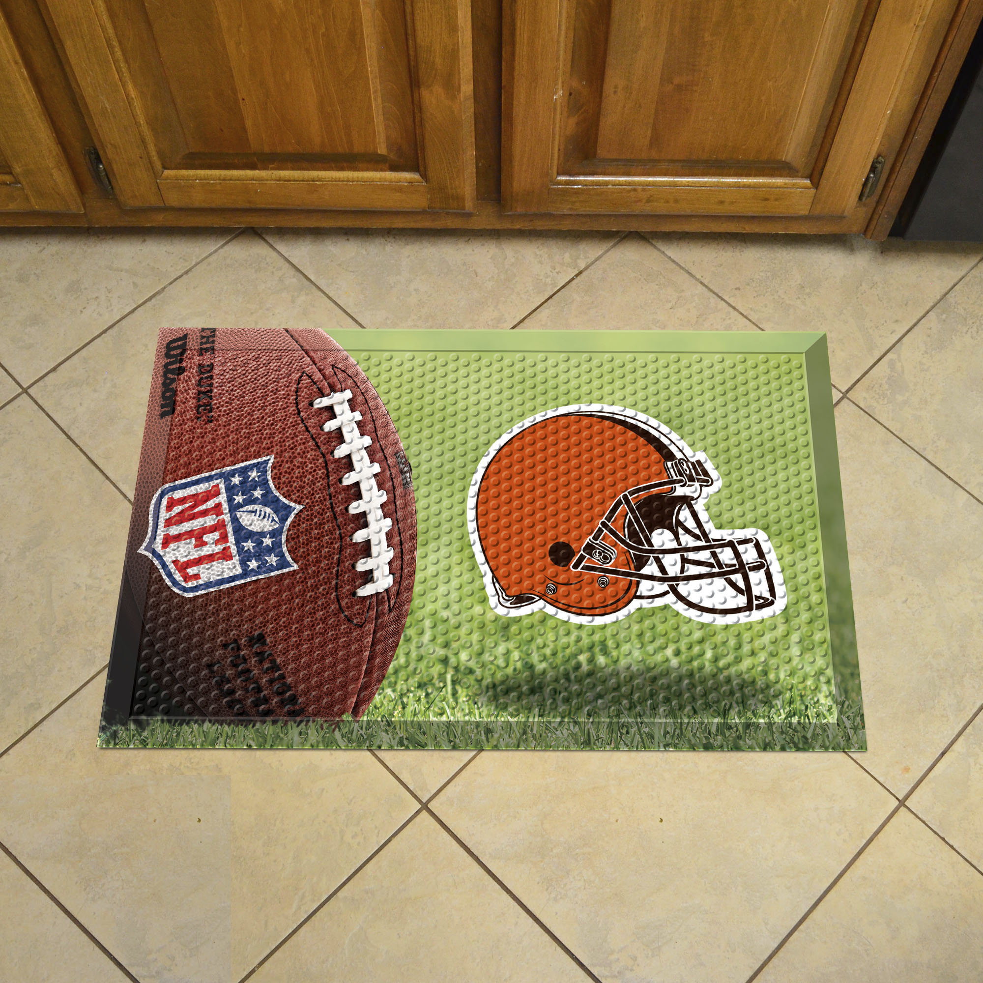 Cleveland Browns Scrapper Doormat - 19 x 30 rubber (Field & Logo: Football Field)