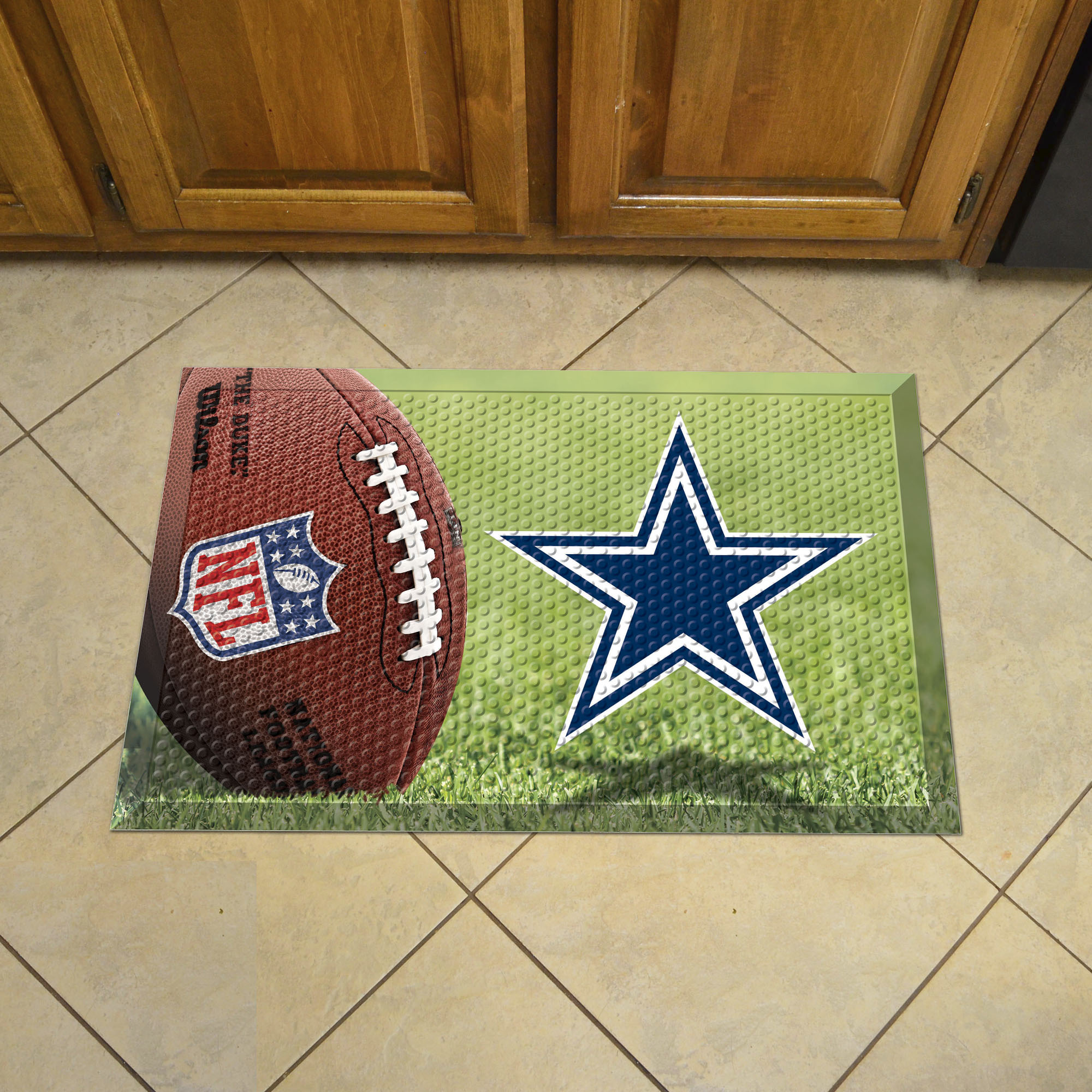Dallas Cowboys Scrapper Doormat - 19 x 30 rubber (Field & Logo: Football Field)