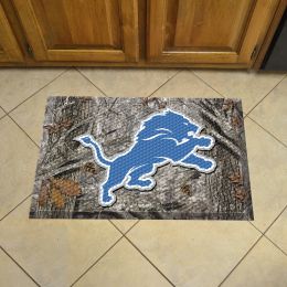 Detroit Lions Scrapper Doormat - 19 x 30 rubber (Field & Logo: Camo & Logo)