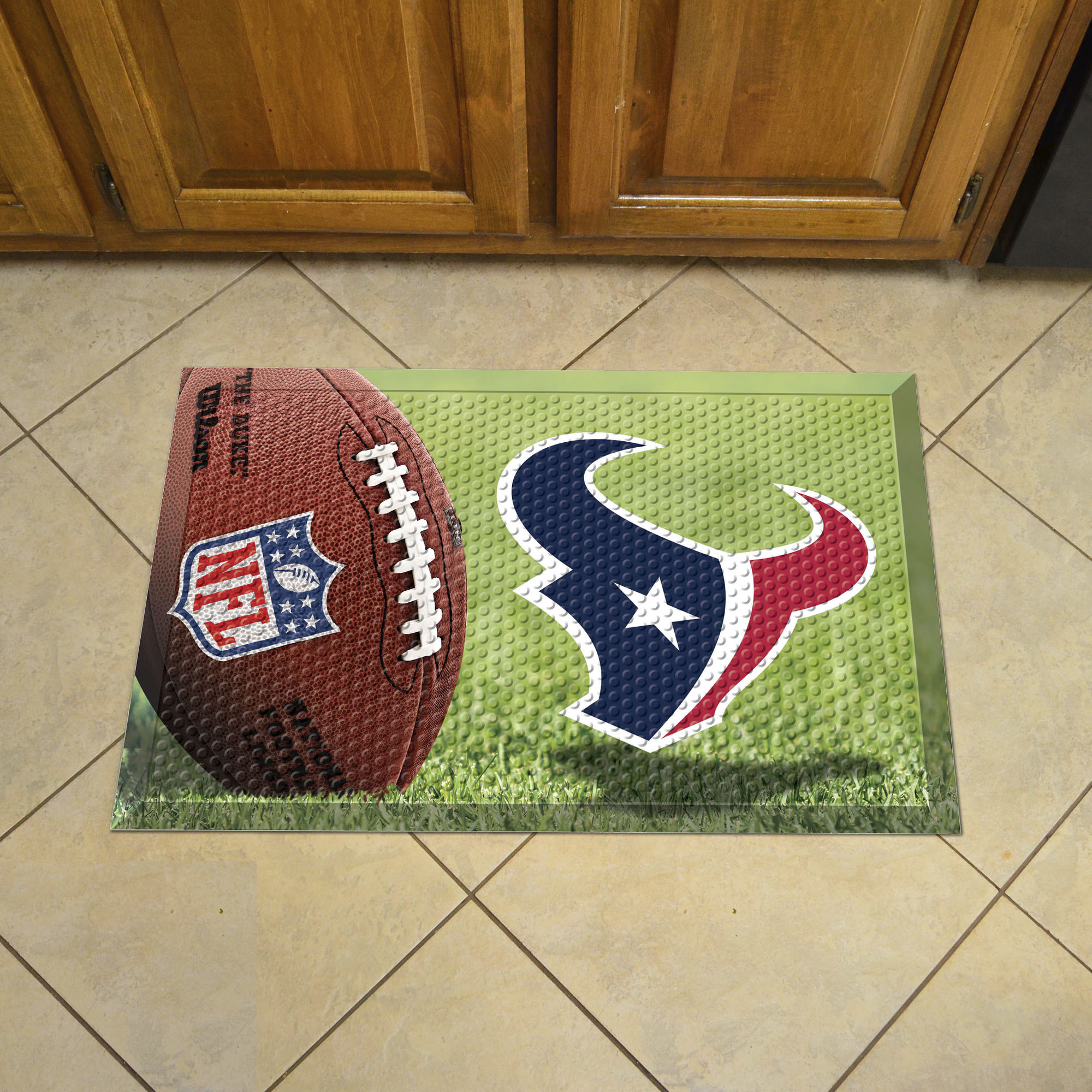 Houston Texans Scrapper Doormat - 19 x 30 rubber (Field & Logo: Football Field)
