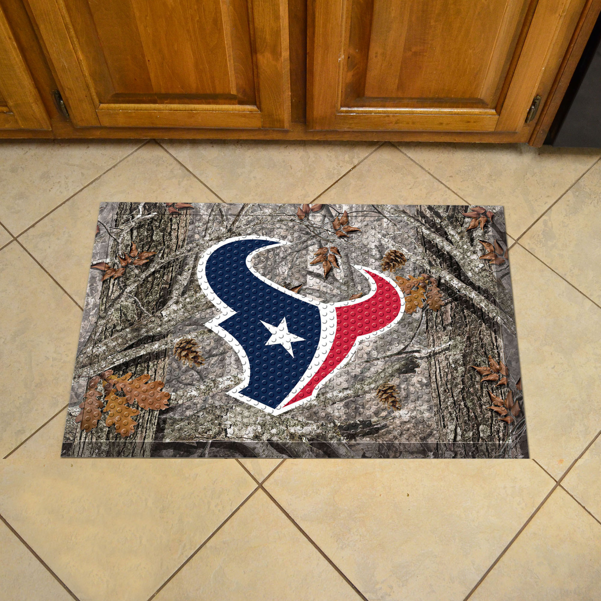Houston Texans Scrapper Doormat - 19 x 30 rubber (Field & Logo: Camo & Logo)