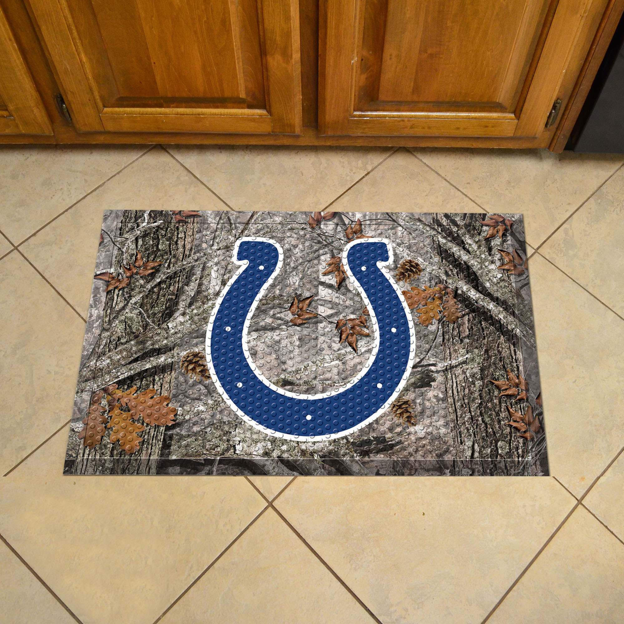 Indianapolis Colts Scrapper Doormat - 19 x 30 rubber (Field & Logo: Camo & Logo)