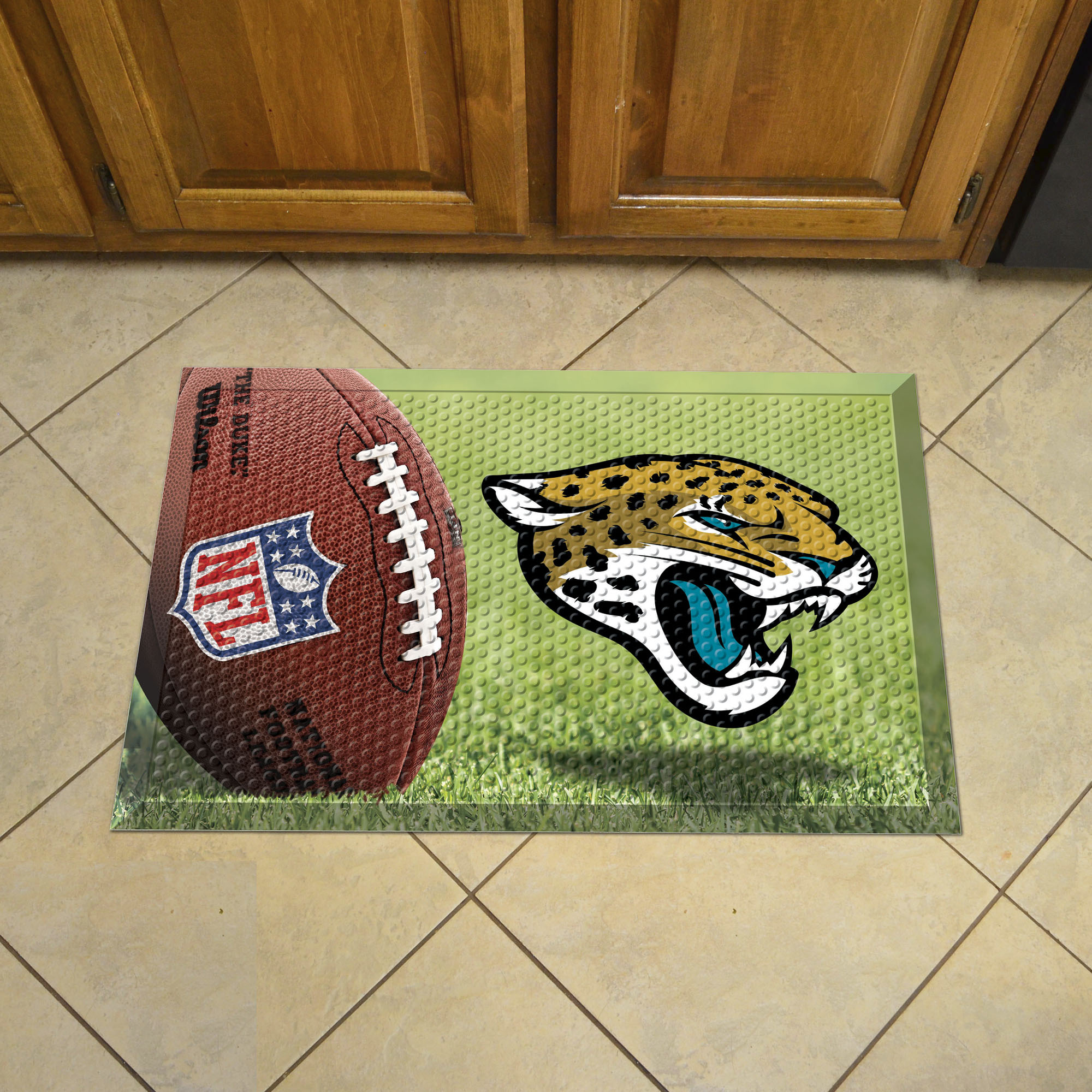 Jacksonville Jaguars Scrapper Doormat - 19 x 30 rubber (Field & Logo: Football Field)