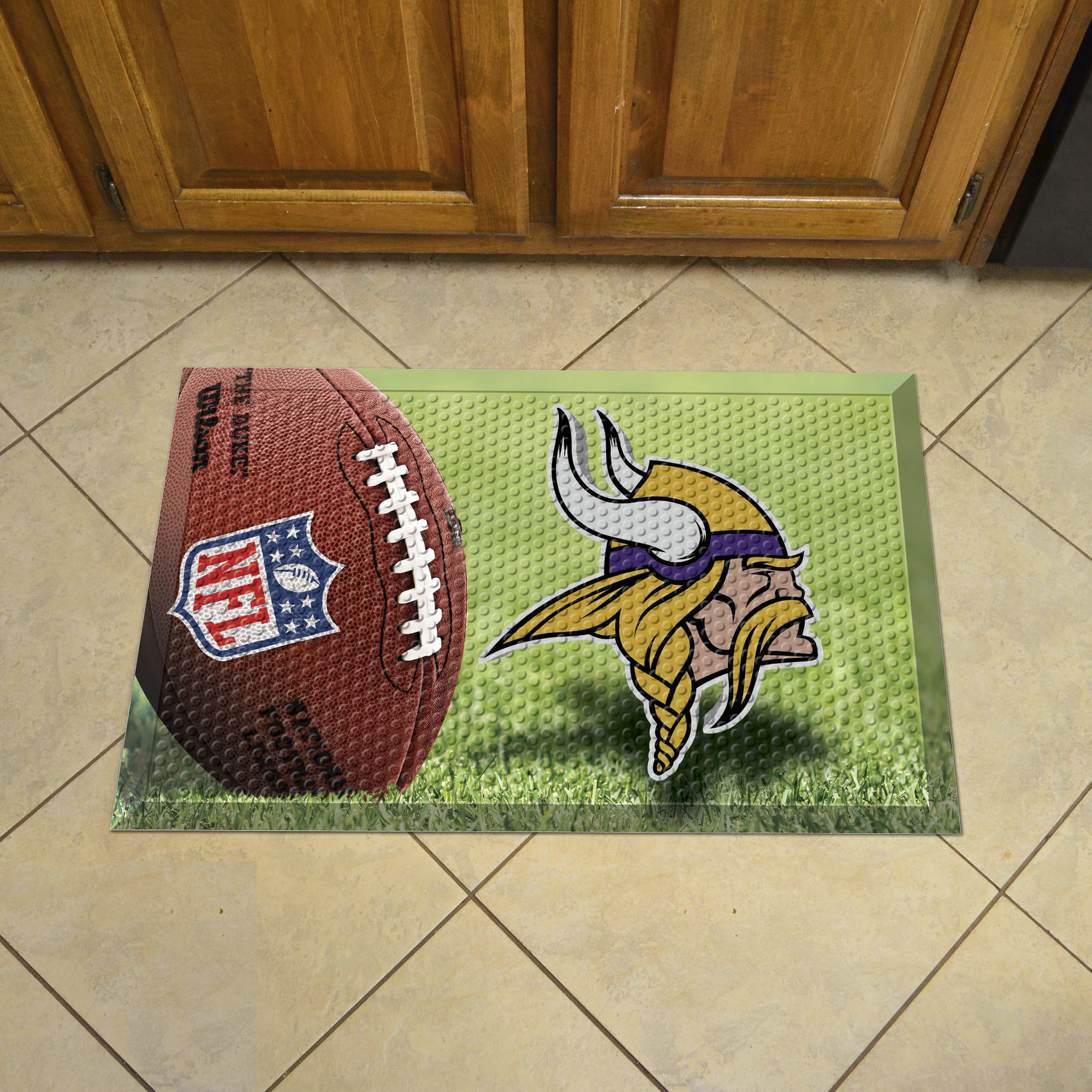 Minnesota Vikings Scrapper Doormat - 19 x 30 rubber (Field & Logo: Football Field)
