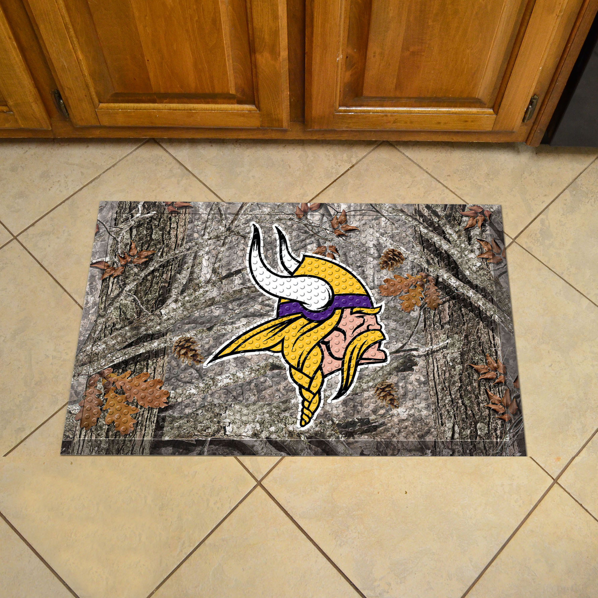 Minnesota Vikings Scrapper Doormat - 19 x 30 rubber (Field & Logo: Camo & Logo)
