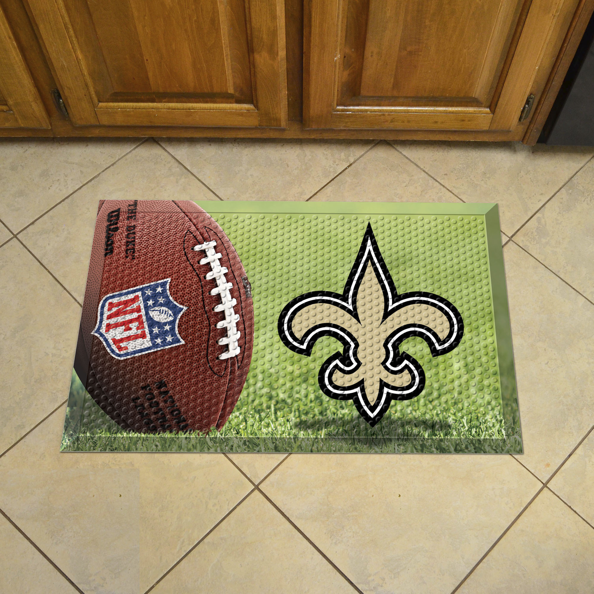 New Orleans Saints Scrapper Doormat - 19 x 30 rubber (Field & Logo: Football Field)