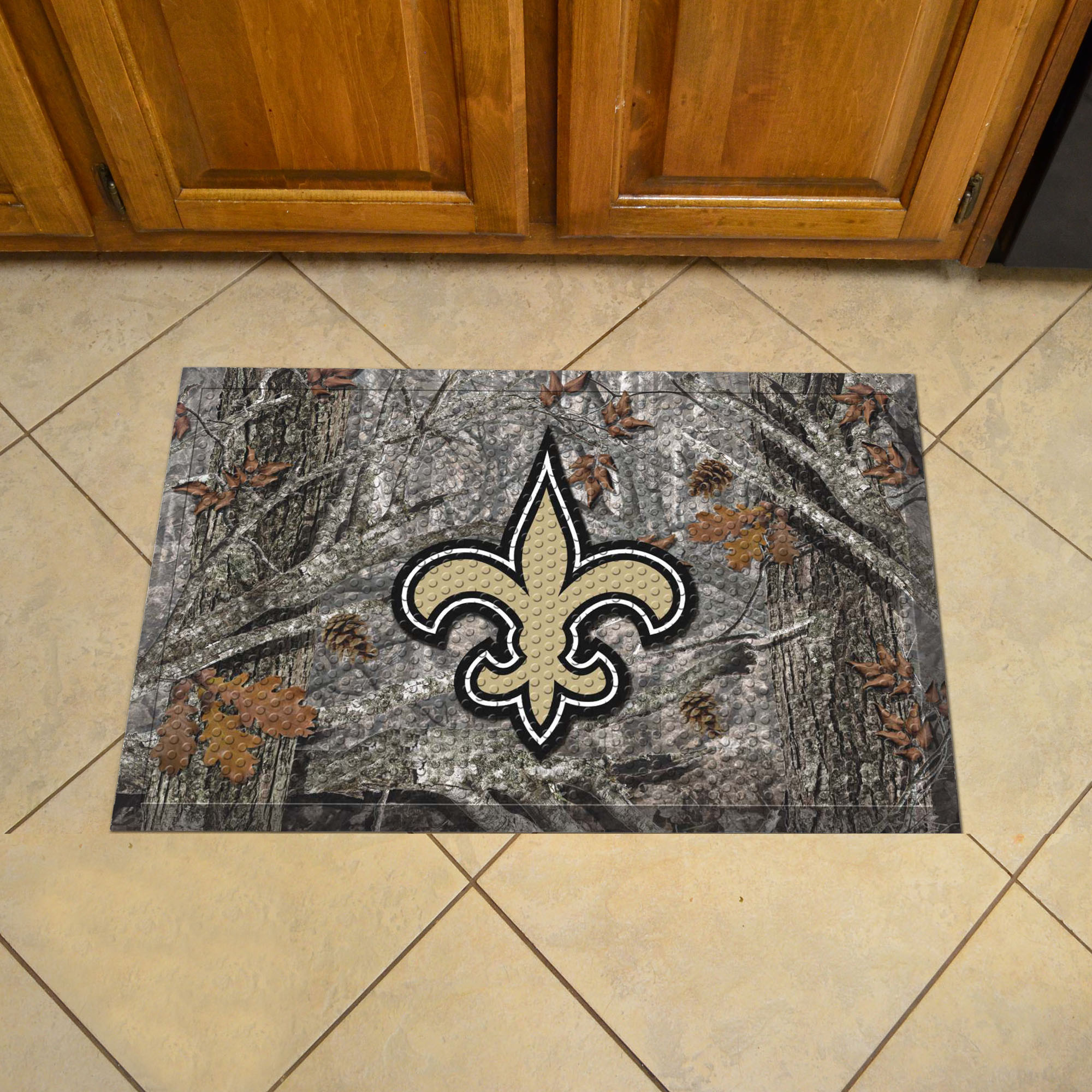 New Orleans Saints Scrapper Doormat - 19 x 30 rubber (Field & Logo: Camo & Logo)