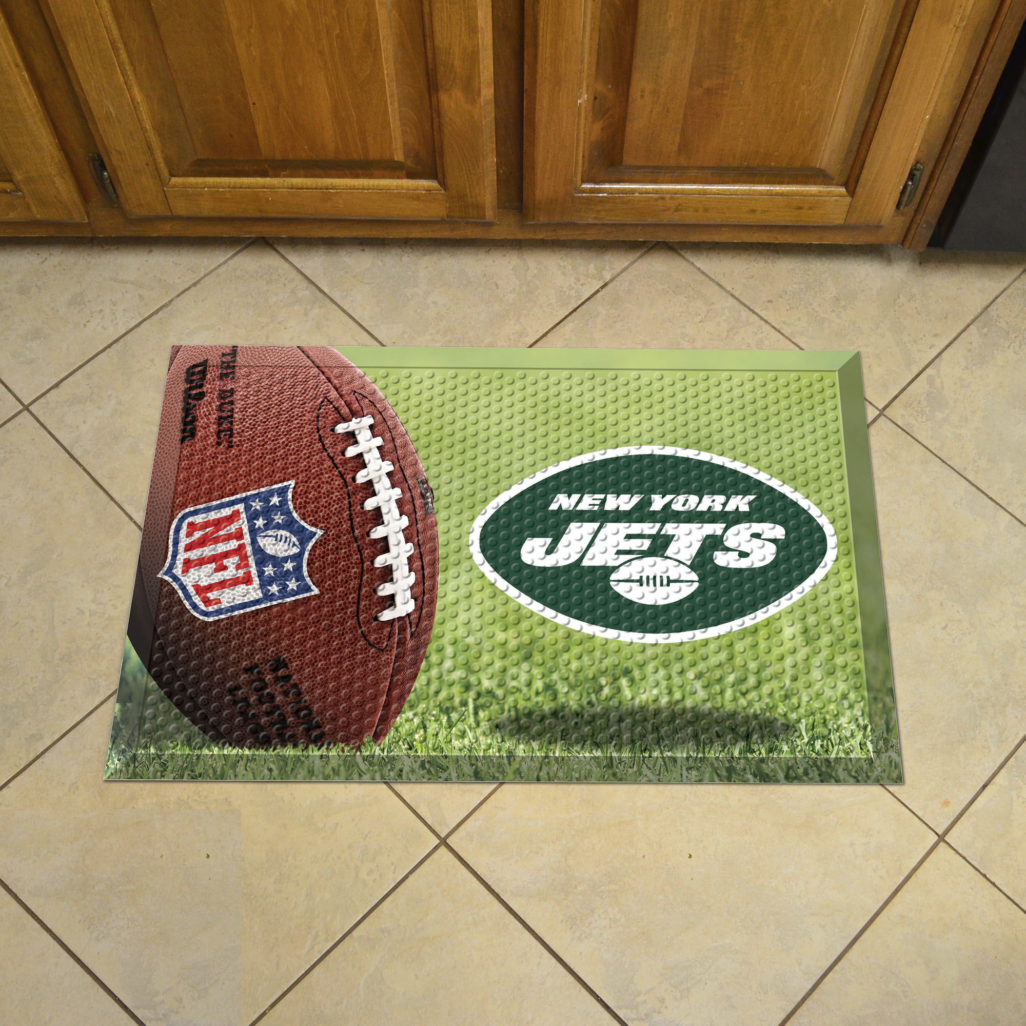 New York Jets Scrapper Doormat - 19 x 30 rubber (Field & Logo: Football Field)