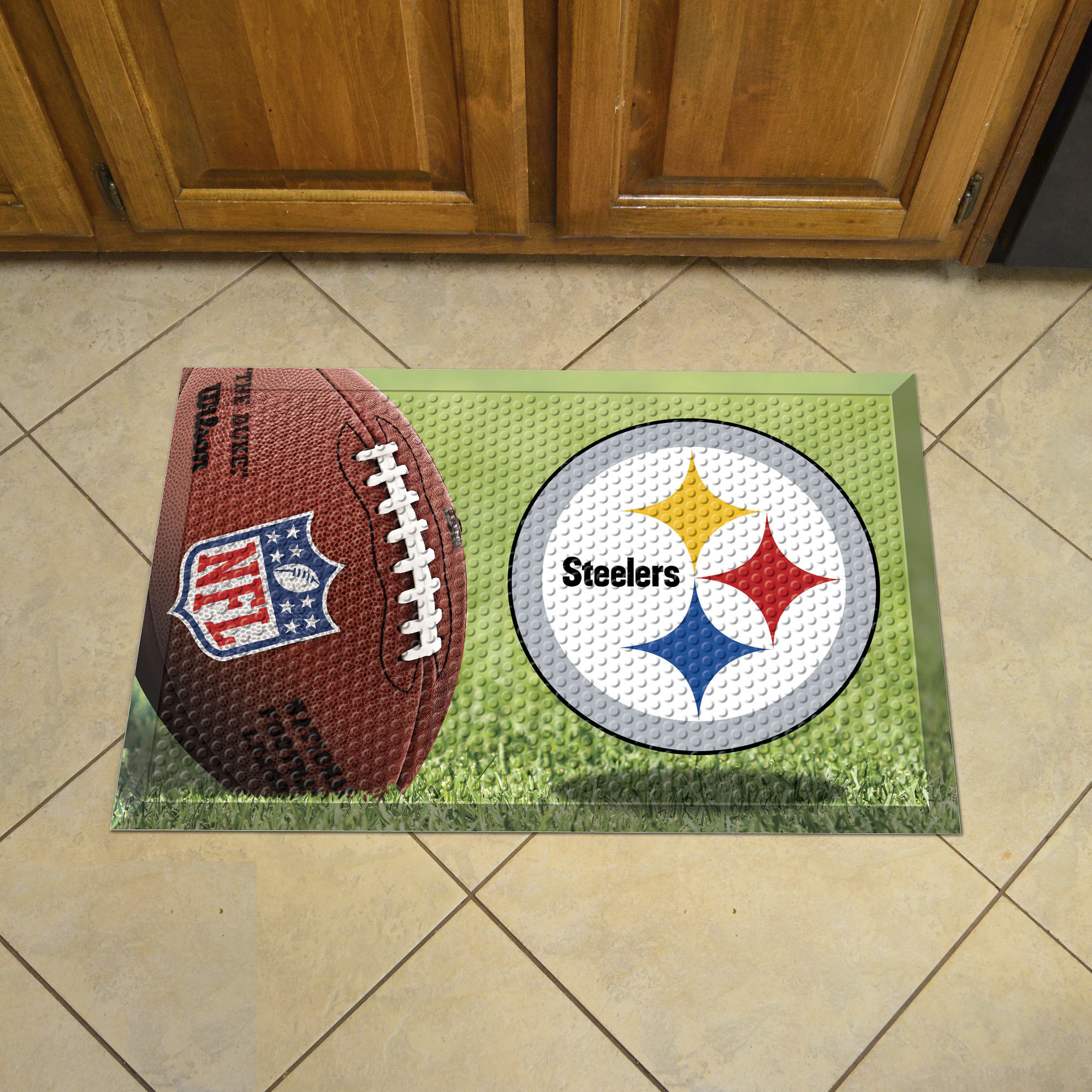 Pittsburgh Steelers Scrapper Doormat - 19 x 30 rubber (Field & Logo: Football Field)