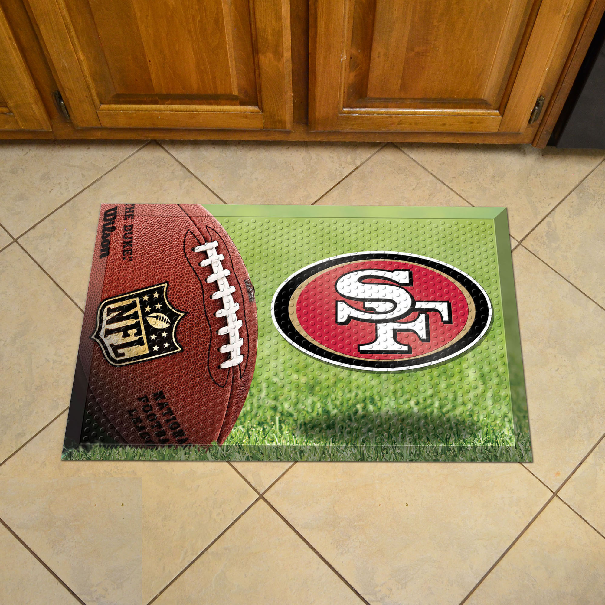 San Francisco 49ers Scrapper Doormat - 19 x 30 rubber (Field & Logo: Football Field)