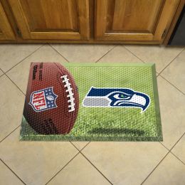 Seattle Seahawks Scrapper Doormat - 19 x 30 rubber (Field & Logo: Football Field)