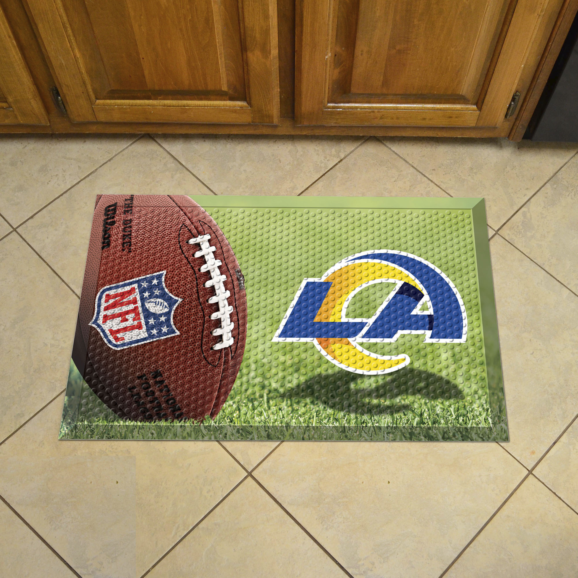 Los Angeles Rams Scrapper Doormat - 19 x 30 rubber (Field & Logo: Football Field)