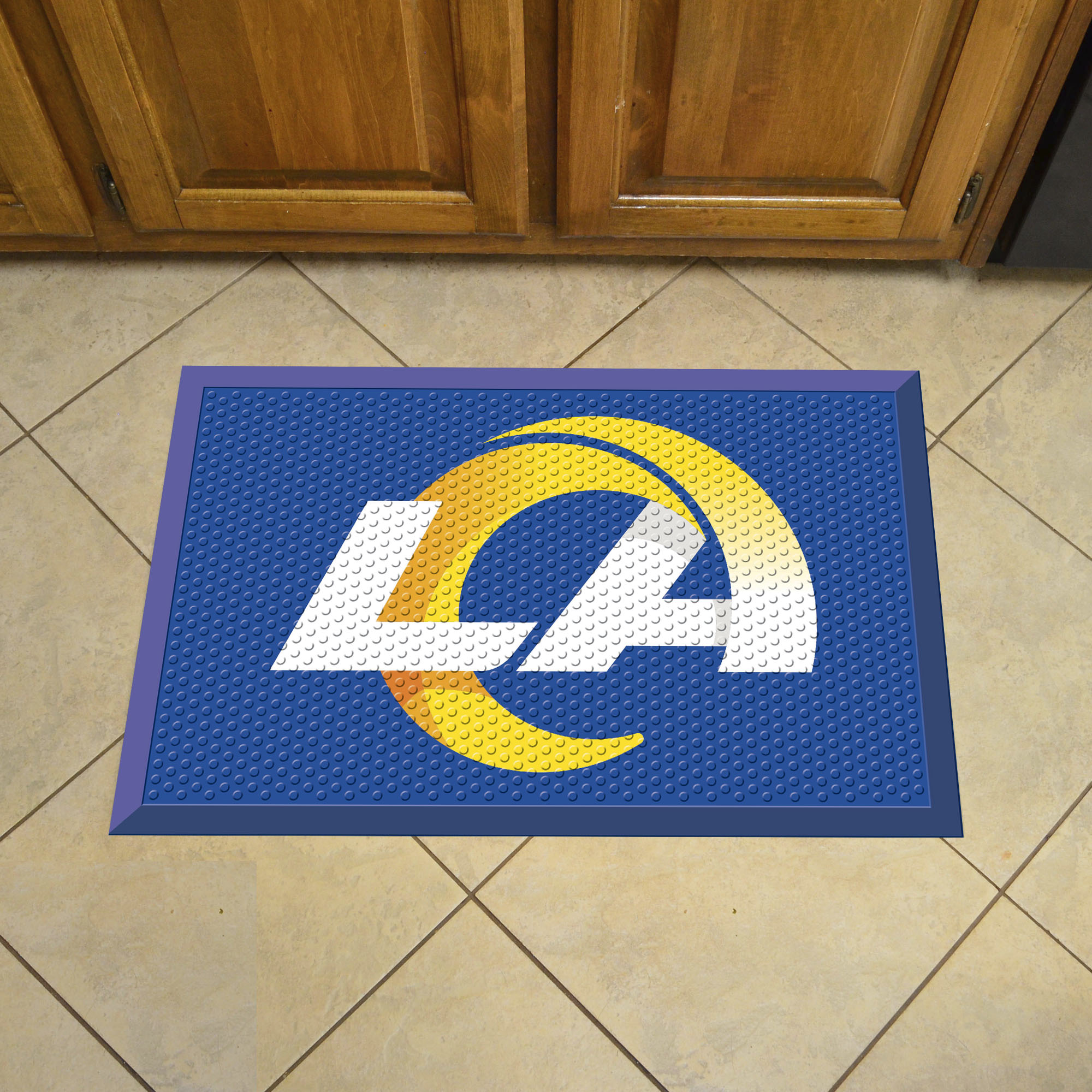 Los Angeles Rams Scrapper Doormat - 19 x 30 rubber (Field & Logo: Camo & Logo)