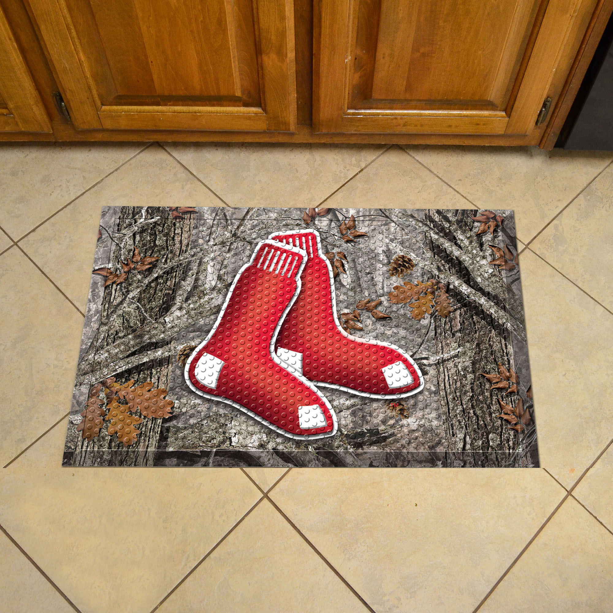 Boston Red Sox Scrapper Doormat - 19 x 30 Rubber (Field & Logo: Camo & Logo)