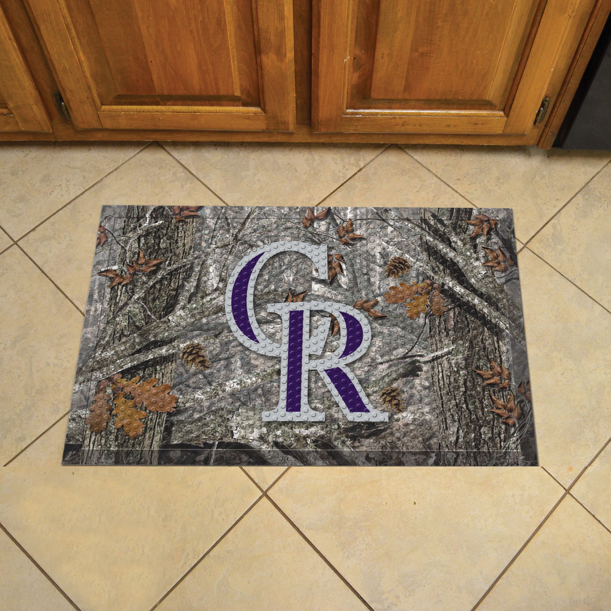 Colorado Rockies Scrapper Doormat - 19 x 30 Rubber (Field & Logo: Camo & Logo)