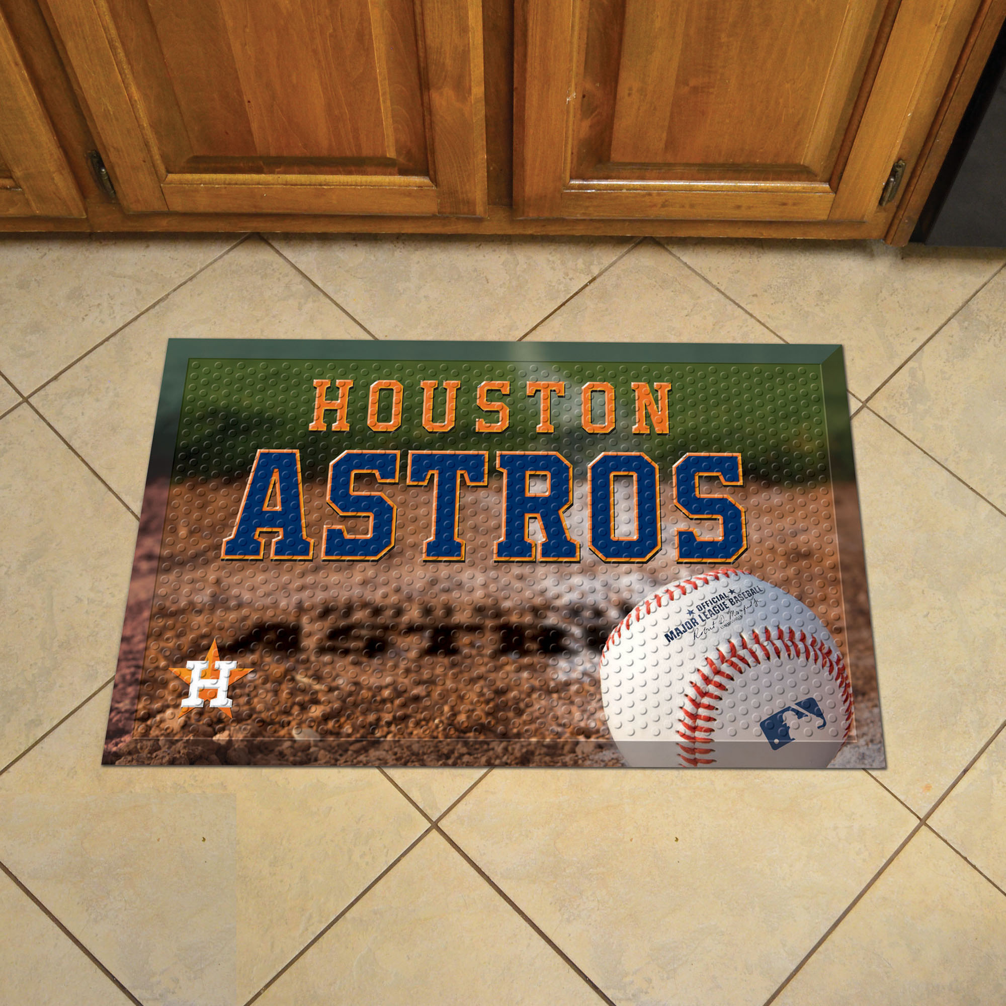 Houston Astros Scrapper Doormat - 19 x 30 Rubber (Field & Logo: Baseball Field)