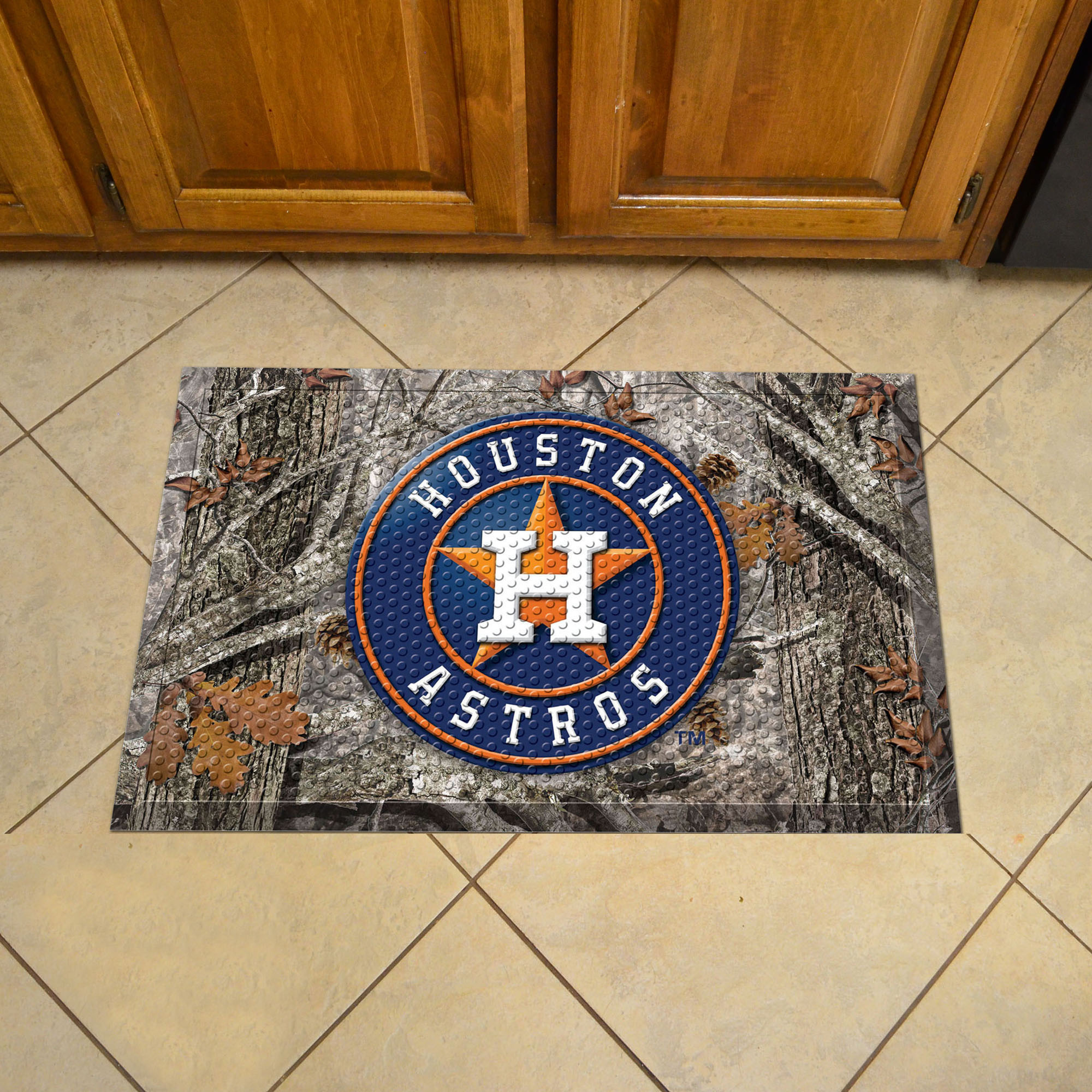 Houston Astros Scrapper Doormat - 19 x 30 Rubber (Field & Logo: Camo & Logo)