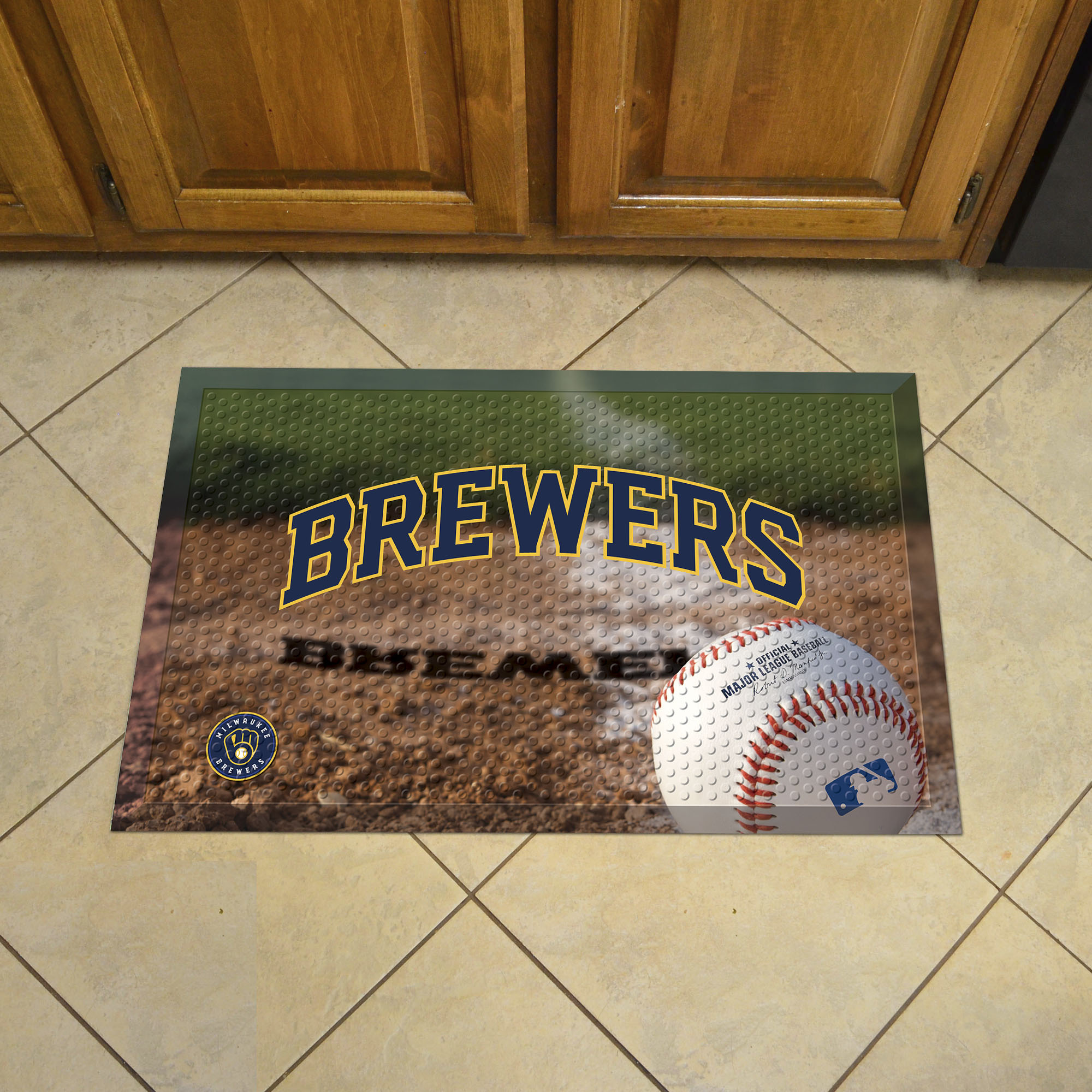 Milwaukee Brewers Scrapper Doormat - 19 x 30 Rubber (Field & Logo: Baseball Field)