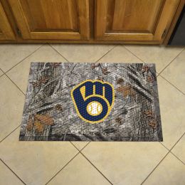 Milwaukee Brewers Scrapper Doormat - 19 x 30 Rubber (Field & Logo: Camo & Logo)