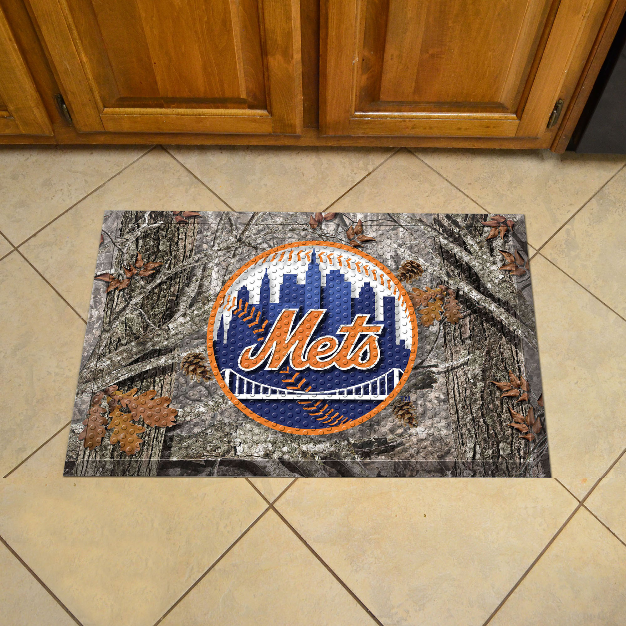 New York Mets Scrapper Doormat - 19 x 30 Rubber (Field & Logo: Camo & Logo)