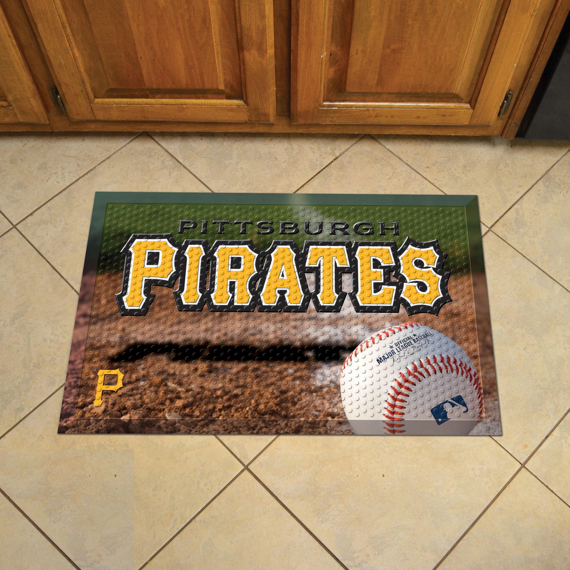 Pittsburgh Pirates Scrapper Doormat - 19 x 30 Rubber (Field & Logo: Baseball Field)