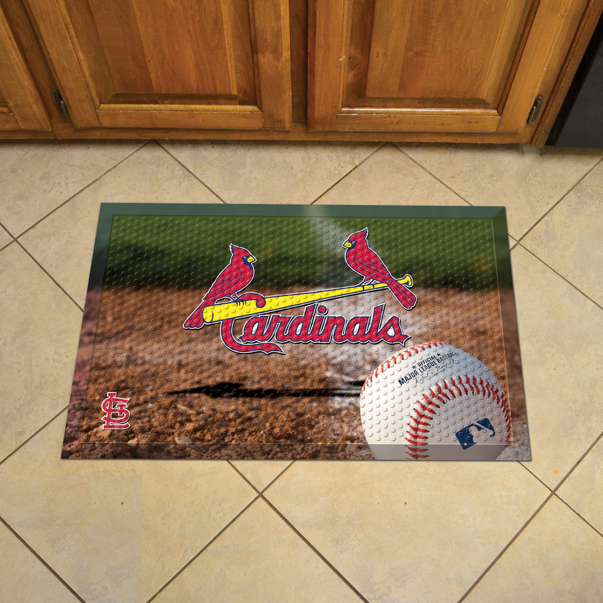 St. Louis Cardinals Scrapper Doormat - 19 x 30 Rubber (Field & Logo: Baseball Field)