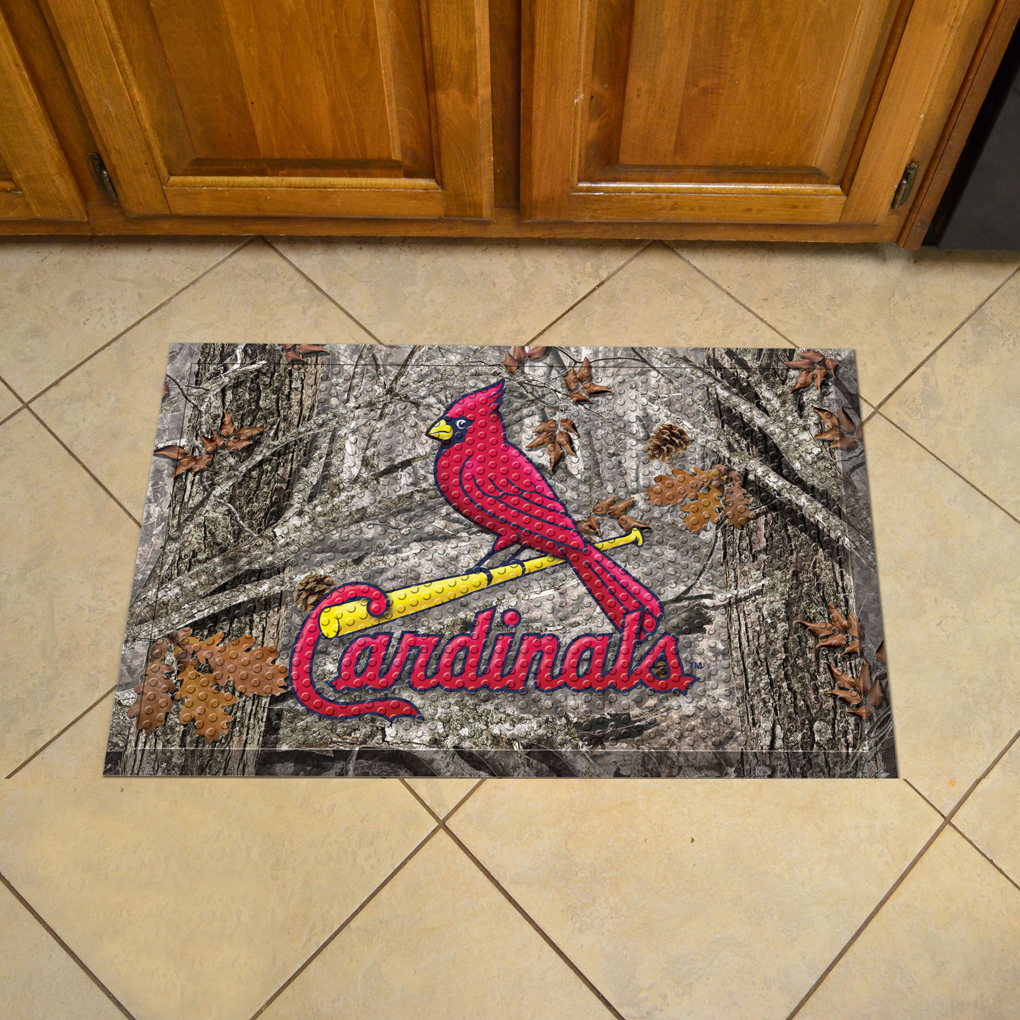 St. Louis Cardinals Scrapper Doormat - 19 x 30 Rubber (Field & Logo: Camo & Logo)