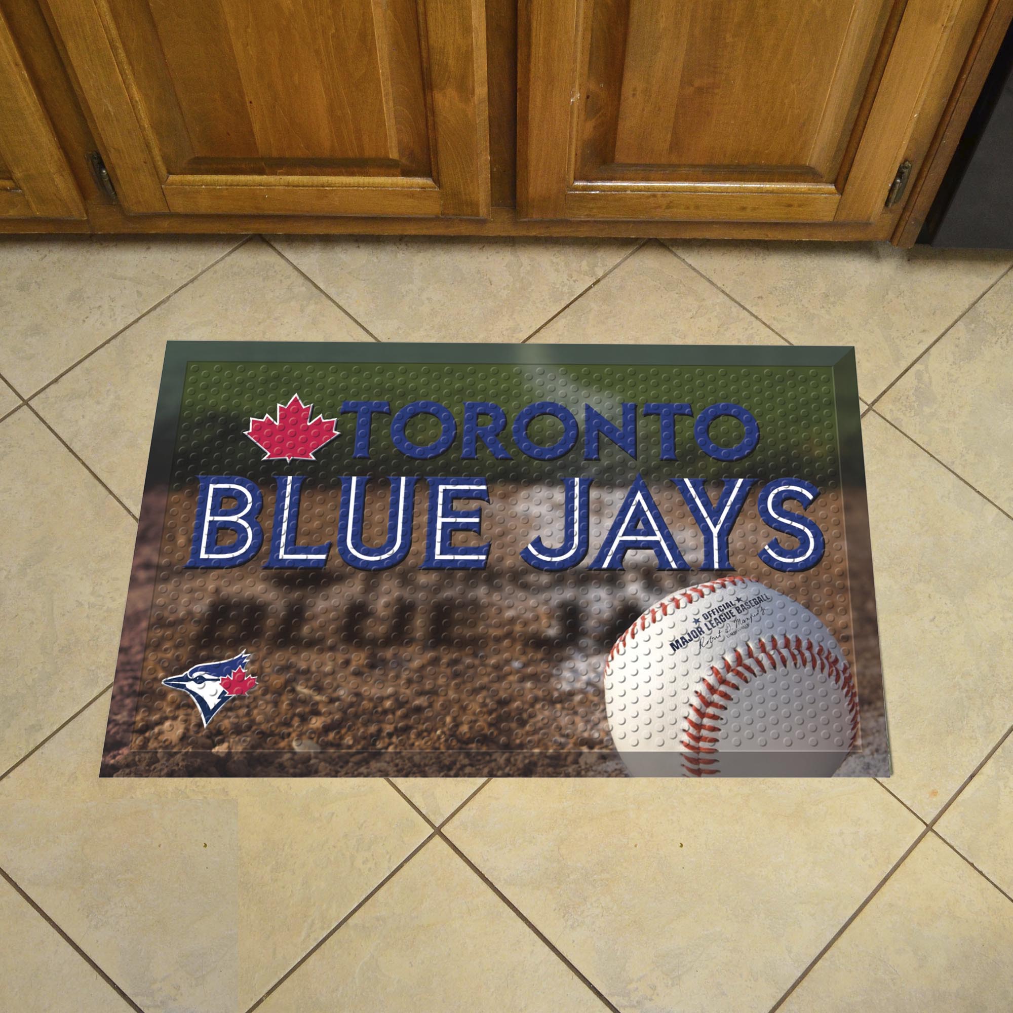 Toronto Blue Jays Scrapper Doormat - 19 x 30 Rubber (Field & Logo: Baseball Field)