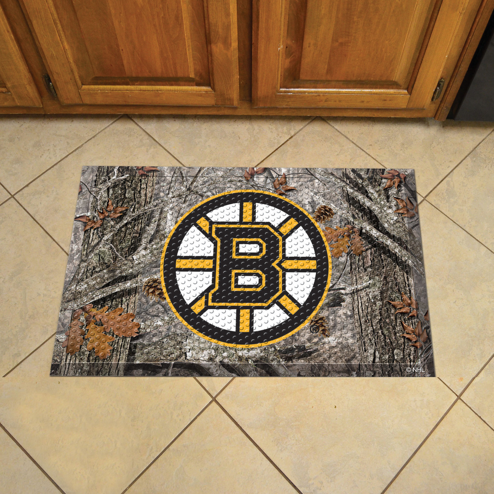 Bruins Scrapper Doormat - 19" x 30" Rubber (Camo or Rink Design: Camo & Logo)
