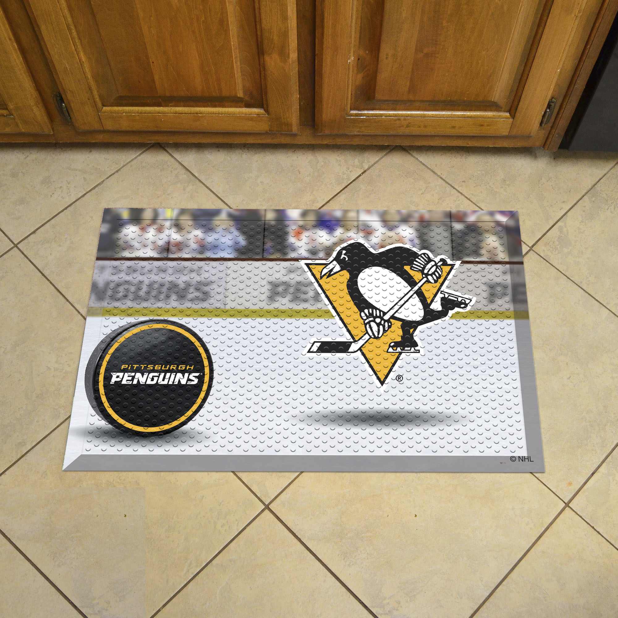 Penguins Scrapper Doormat - 19" x 30" Rubber (Camo or Rink Design: Rink & Logo)