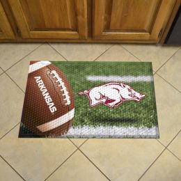 University of Arkansas Scrapper Doormat - 19" x 30" Rubber (Field & Logo: Football Field)