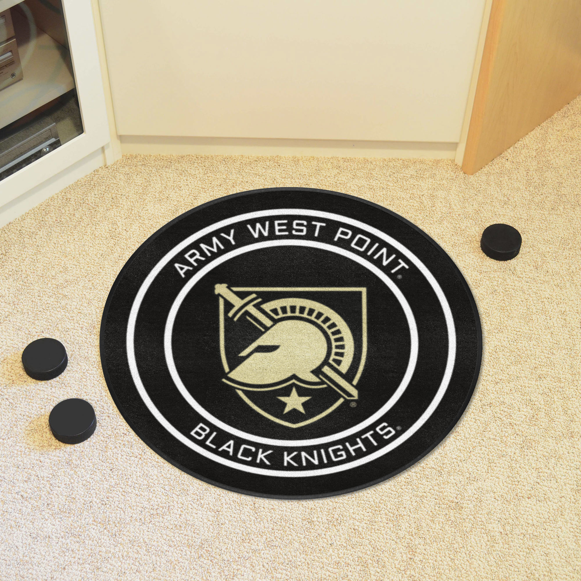 United States Military Academy Ball Shaped Area Rugs (Ball Shaped Area Rugs: Hockey Puck)