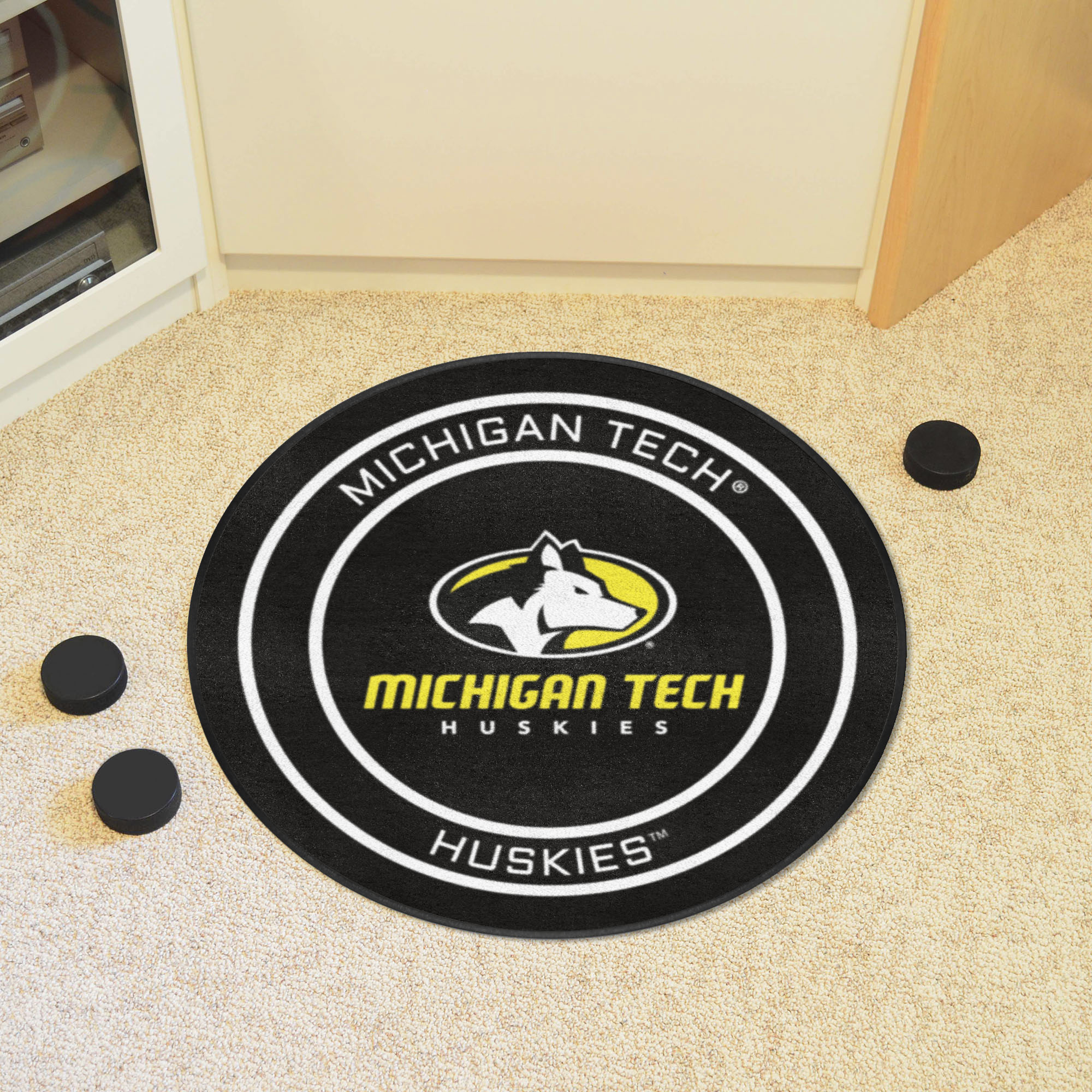 Michigan Technological University Ball Shaped Area rugs (Ball Shaped Area Rugs: Hockey Puck)