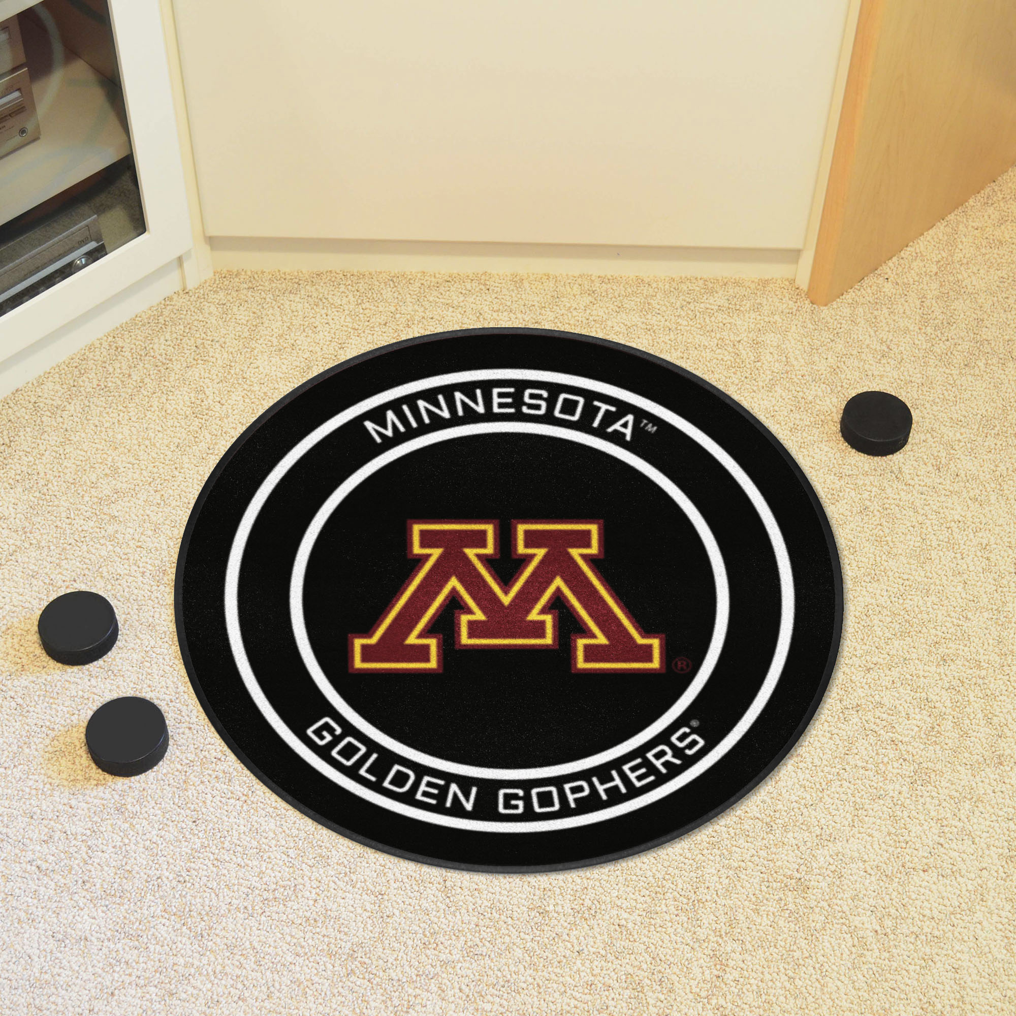 University of Minnesota Golden Gophers Ball Shaped Area Rugs (Ball Shaped Area Rugs: Hockey Puck)