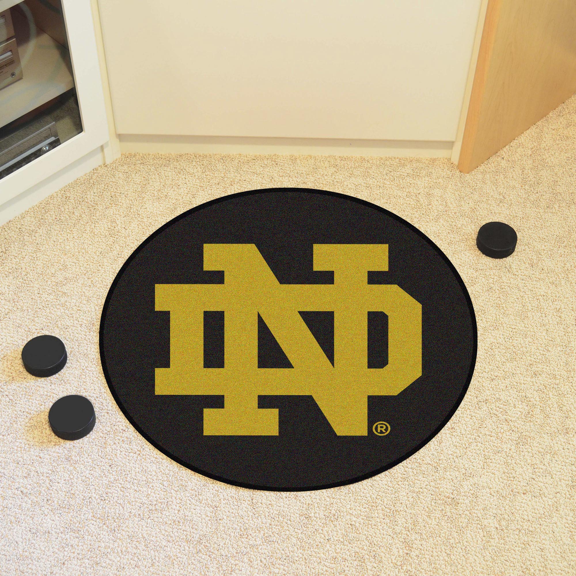 University of Notre Dame Ball Shaped Area Rugs (Ball Shaped Area Rugs: Hockey Puck)