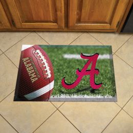 University of Alabama Scrapper Doormat - 19" x 30" Rubber (Field & Logo: Football Field)