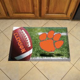Clemson University Scrapper Doormat - 19" x 30" Rubber (Field & Logo: Football Field)