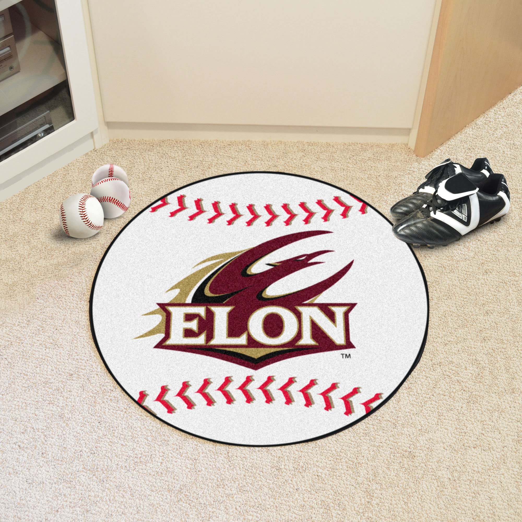 Elon University Ball Shaped Area Rugs (Ball Shaped Area Rugs: Baseball)