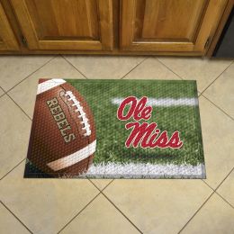 Ole Miss Scrapper Doormat - 19 x 30 Rubber (Field & Logo: Football Field)
