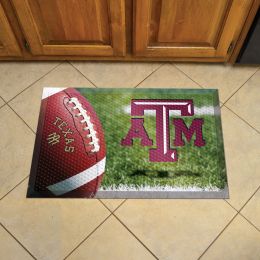 Texas A&M Scrapper Doormat - 19" x 30" Rubber (Field & Logo: Football Field)