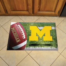 University of Michigan Scrapper Doormat - 19" x 30" Rubber (Field & Logo: Football Field)