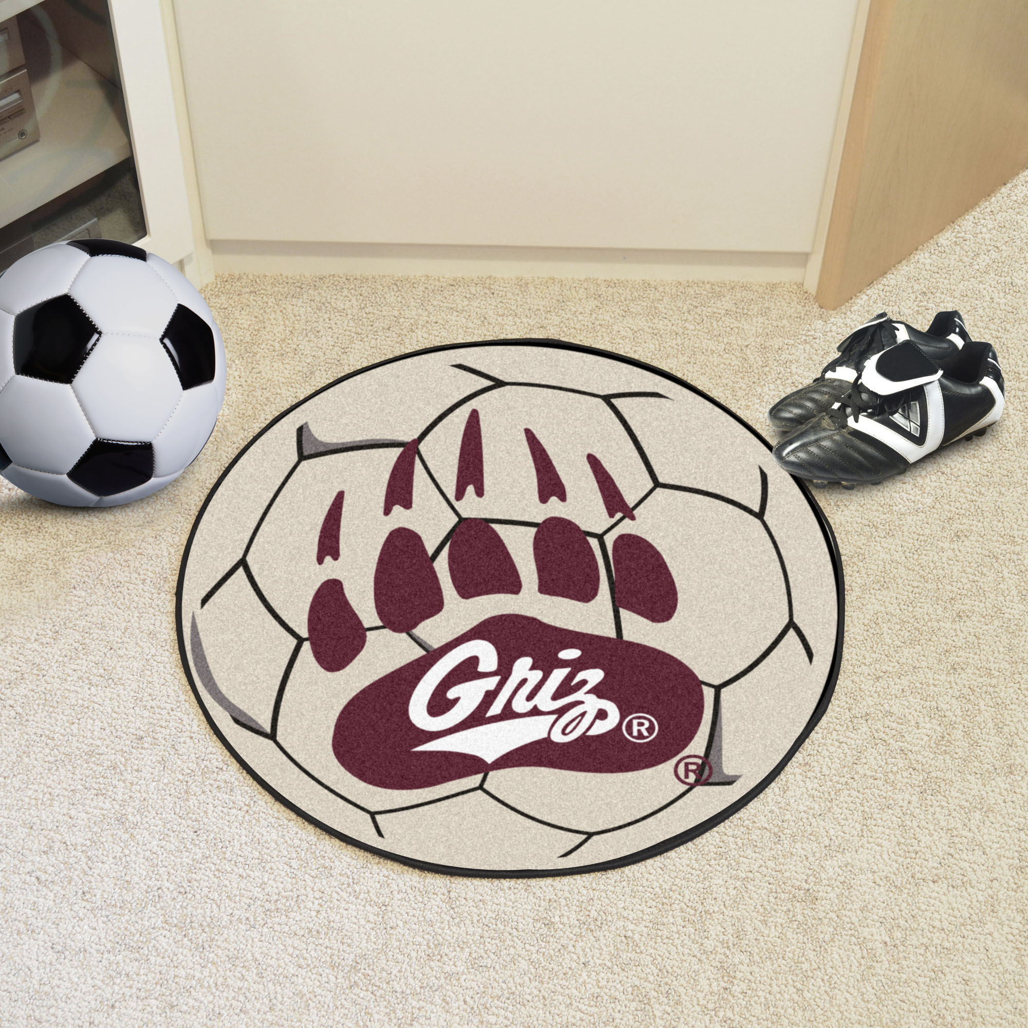 University of Montana Ball Shaped Area rugs (Ball Shaped Area Rugs: Soccer Ball)