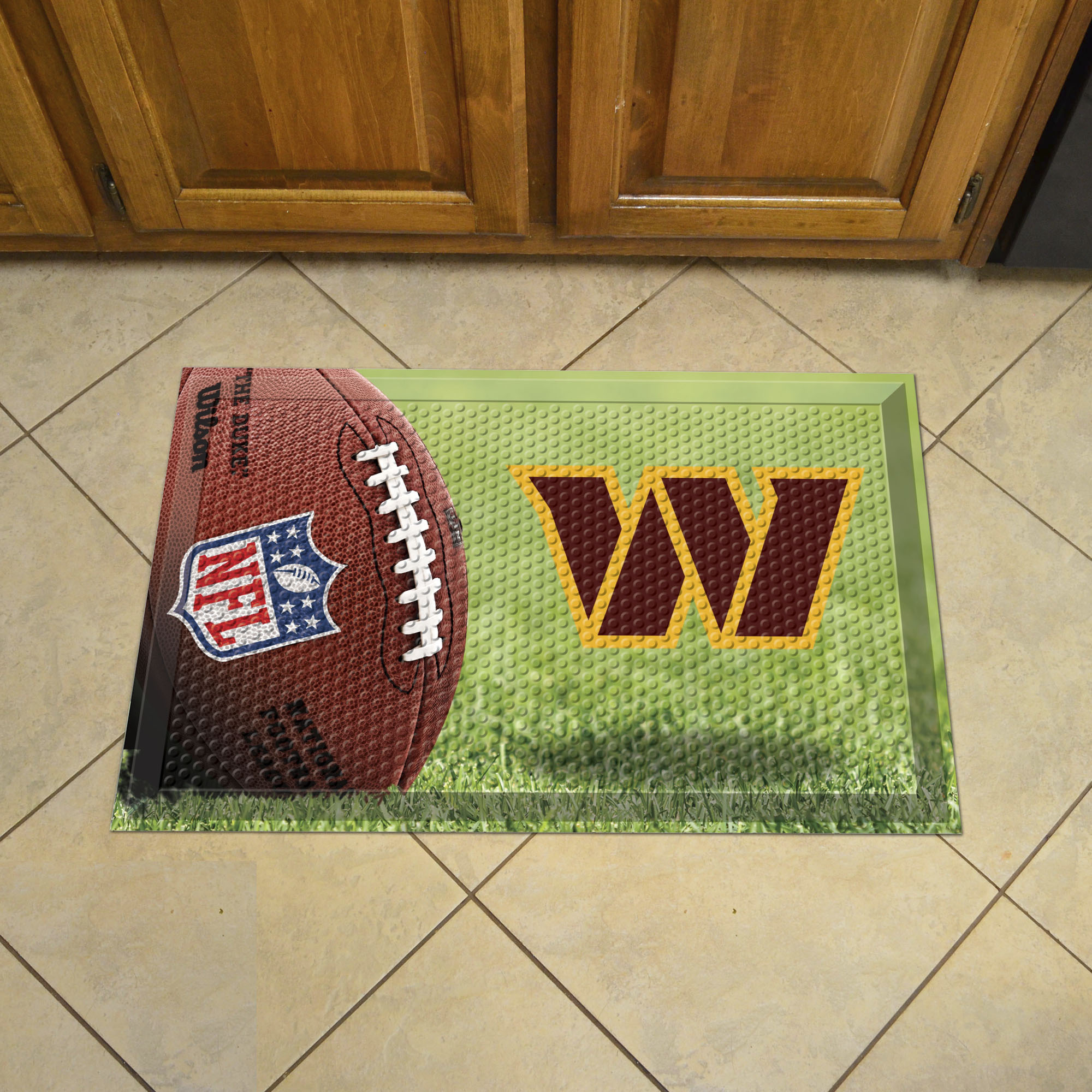 Washington Football Team Scrapper Doormat - 19 x 30 rubber (Field & Logo: Football Field)